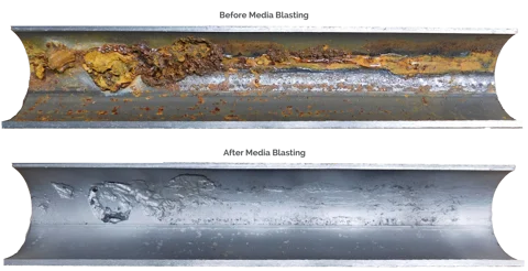 Pipe sample analysis before and after - water pipe corrosion